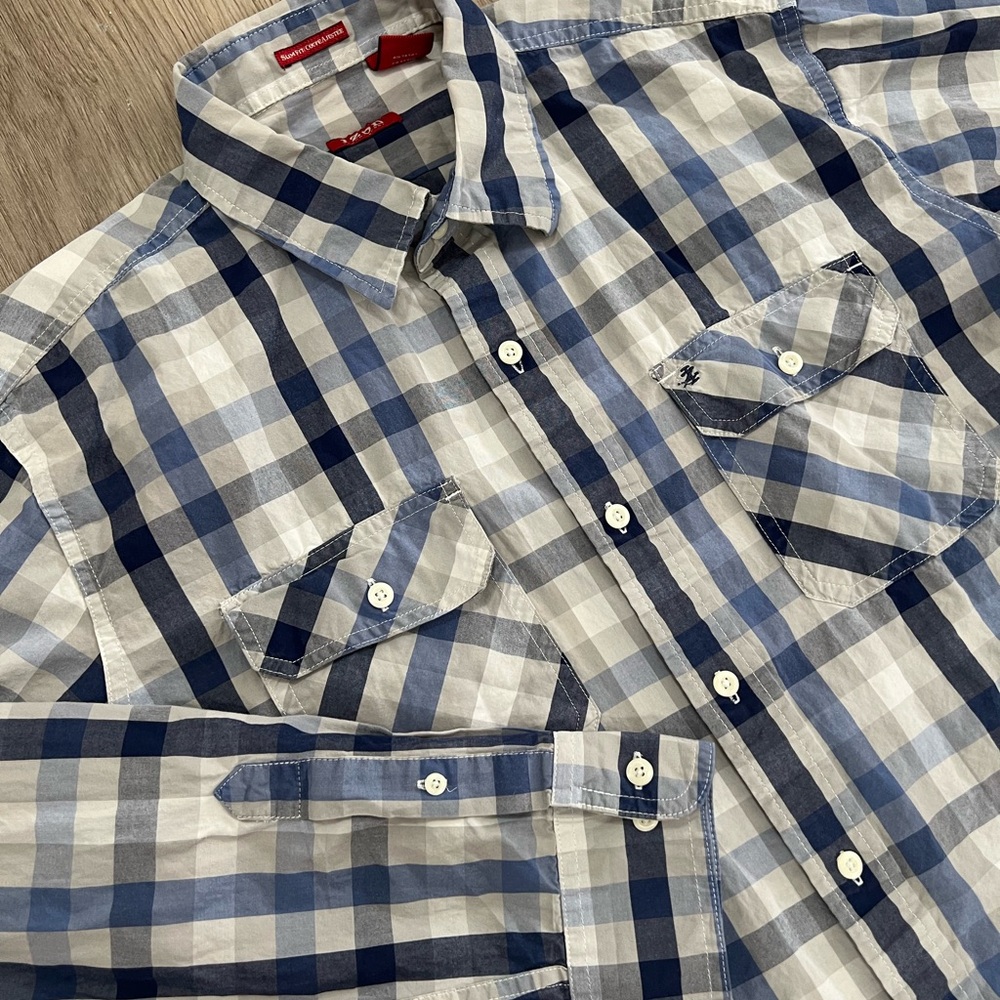 IZOD Plaid Button Up Shirt Mens Large Slim Fit